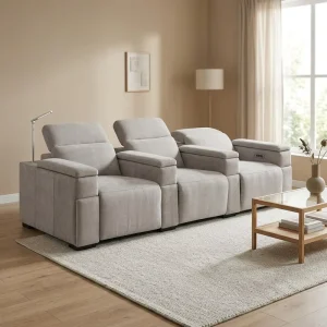 Power Recliner Sofa Velvet Fabric for Home Theater Sofa Set Furniture