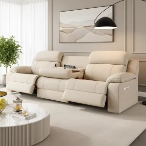 Power Reclining Sofa Modern Three Seat Fabric with Multifunctional Features for Living Room Recliner Sofa