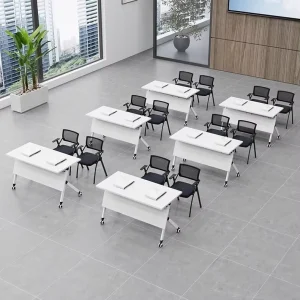 Practical Multi purpose Commercial PVC Material Training Table Mobile Quiet Desk Foldable Portable New Chinese Style Office