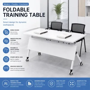 Practical Multi-purpose Commercial PVC Material Training Table Mobile Quiet Desk Foldable Simple Office Splicing Conference