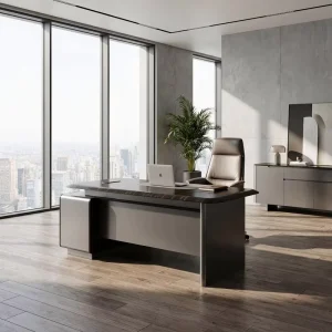 Premium 3H Hardness Eco-Friendly Water Resistant Executive Manager Desk High Gloss Suction Finish E1 Particle Board Damping