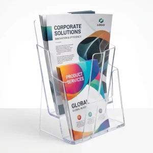 Premium 4 Tier Acrylic Brochure Holder Waterfall Design Magazine Display Stand Countertop Leaflet Rack Factory Direct