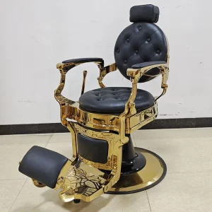 Premium Black White Leather Professional Heavy Duty Hydraulic Adjustable Reclining Luxury Vintage Barber Shop Chair for Men