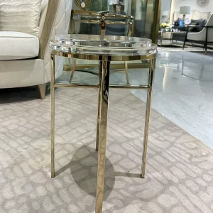 Premium Italian Crystal Modern Sofa Side Table Luxury Living Room Accent Furniture with Stainless Steel Frame Metal Material