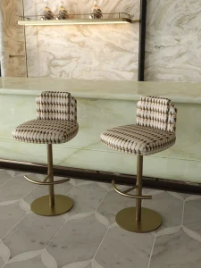 Premium Italian Light Luxury Minimalist Upholstered Commercial Use Bar Stool Adjustable Height Customizable Cotton Linen