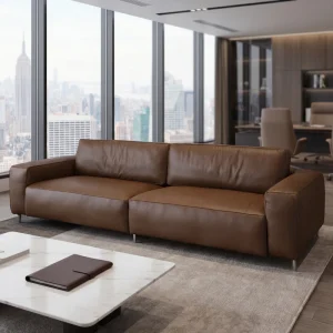 Premium Luxury Minimalist Aniline Leather 3 Seater Sofa Set Eco Friendly 5 Year Warranty Soft Comfortable High End