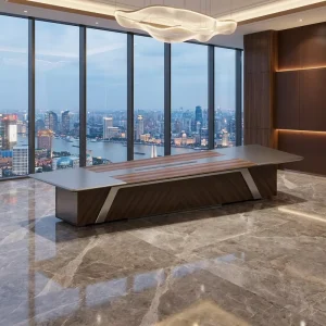 Premium Modern CEO Meeting Table Integrated Power Hub Taiho Paint 3H Hardness E1 Boardroom Desk Luxury Office Furniture School