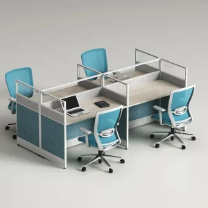 Premium Modern Commercial Office Cubicles Modular Workstation for 4 Person Partitions Aluminum Frame Hospital School Office