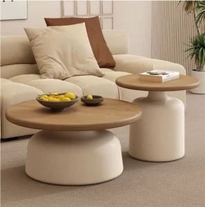 Premium Modern Living Room Solid Wood Coffee Table with Magnesium Oxide Legs Lightweight & Easy Assembly