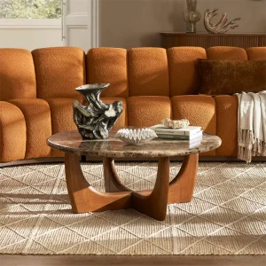 Premium New Design Modern Lightweight Marble Coffee Table with Solid Legs Easy Assembly for Living Room