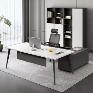 Premium Quality Luxurious Modern Wooden Modular L Shaped Office Reception Boss Table for Commercial Use
