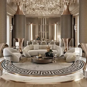 Premium Royal Villa Luxury Sofa Set Furniture Living Room Couch Leather Fabric Curved Sofa Luxurious Modern Sectional Sofa