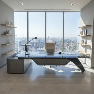 Premium Spacious Executive Office Desk Modern Boss Workstation with Side Storage Cabinet Luxury Manager Desk