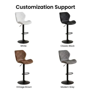 Premium Sturdy Trumpet Base Bar Chairs Velvet Counter Metal Base Swiveling Gas Lift for Private Banker Crypto Lounge
