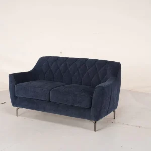 Premium Upholstered Reception Sofa Set Bespoke Navy Blue Fabric Loveseat Commercial Hotel Bedroom Lounge Seating