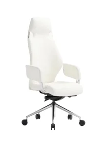 Premium White Ergonomic High Back Executive Office Chair with Molded Foam Aluminum Arms and Base