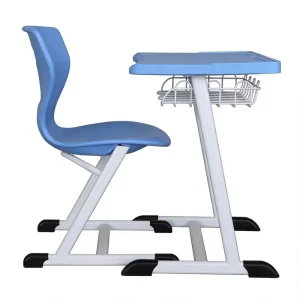 Preschool Table and Chair Set with Toy Storage Basket and Book Hook Colorful Rounded Edge Kids School Furniture OEM