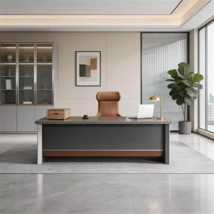President Senior Boss General Manager Commercial Office Desk with Cabinet Modern Minimalism PVC Material Rectangular Design