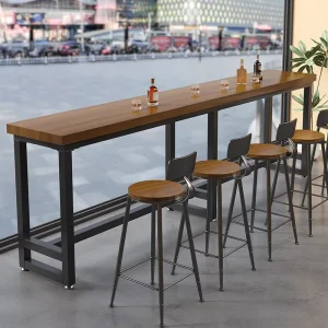 Price Commercial Furniture Metal Dinner Long Wood Slab Coffee Dining High Restaurant Bar Table