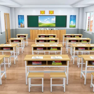 Primary Education Classroom Furniture Sets Wooden and Plastic Student Desk and Chair with Reading Table for Dining and Bedroom Use