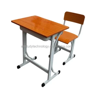 Primary School Classroom Contemporary Design Durable Metal and Wood Student Desk and Chair Set for Students