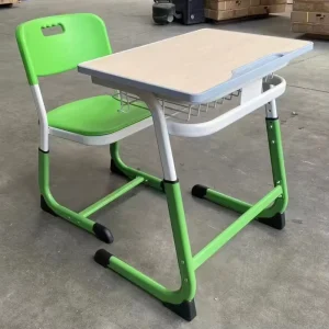 Primary School Desk Chair Set with 2 Year Warranty Height Adjustable Metal Frame MDF Top for Classroom