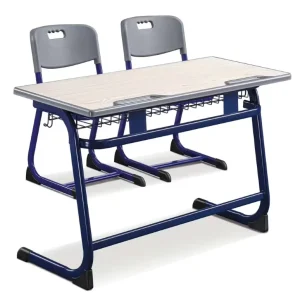 Primary School Furniture Double Metal Traditional Blue/Grey School Chair Student Table and Chair Set for School