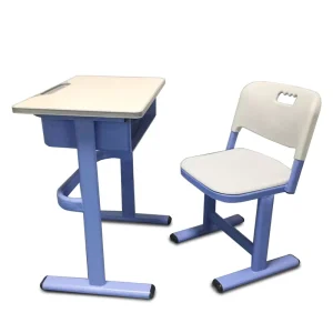 Primary School Modern Adjustable Comfortable Table Set with Plastic Chair and Wood Desk Top