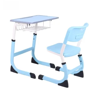 Primary School Students’ Modern Metal Training Table and Chairs Set with Adjustable Height for Tutoring Class