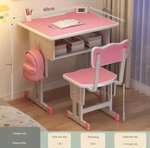 Primary School Students School Furniture Eco-Friendly Steel Wood Study Desk Chair Set Height Adjustable Feature for Bedroom Use