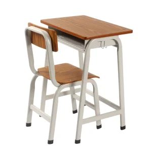 Primary School Traditional Wood Desk and Chair Set Adjustable Comfortable Durable School Furniture