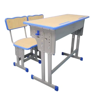 Primary Secondary High School Table Classroom Furniture Two Seater Wooden Desk and Chair Set for School Students