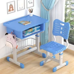 Primary and Middle School Modern Steel Eco Friendly Durable Height Adjustable School Desk and Chair Set for Schools