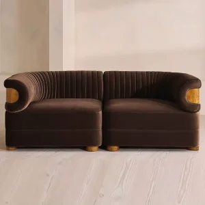 Private Luxury Bespoke Furniture Living room Velvet Two seat Sofa Burl Loveseat Modular Chesterfield Sofa