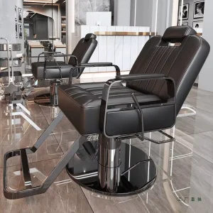 Pro Custom Reclining Barber Chair Heavy Duty Hydraulic Height Adjustable Vintage Salon Furniture for Salon and Barbershop