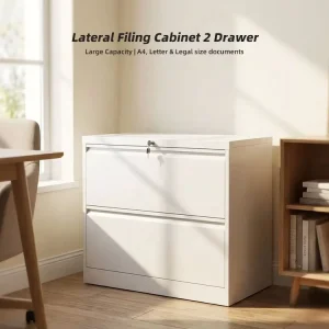 Professional 2 Drawer Filing Cabinet Anti tip Lateral Heavy Duty Steel Office Filing Cabinet for A4 Legal Size Paper