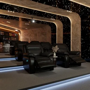 Professional 3D Rendering Design High-end Custom Theater Furniture Solution Bespoke Luxury Home Cinema Sofa Set