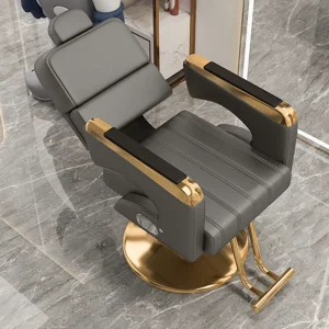 Professional Adjustable Semi Reclining Hydraulic Pump Barber Chair Salon Styling Chair 360 Swivel Stainless Steel Barbershop