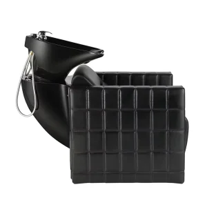 Professional Beauty Hair Salon Furniture Black Shampoo Chair Washing Unit with Ceramic Basin Hairdressing Sink Chair