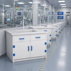 Professional Chemical Resistant PP Laboratory Sink Cabinet with 3 Way Faucet for Hospital Use Safety Features