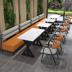 Professional Commercial Furniture Tables Chairs for Restaurant Hotel Use Luxury Metal Chairs Soft Seat Armrests Durable