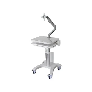 Professional Dental Mobile Medical Cart Workstation Height Adjustable Aviation Aluminum Column Fits Thick Hosts Silent Wheels
