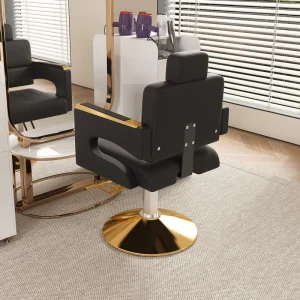 Professional Durable Hydraulic Barber Chair 360 Swivel Adjustable Height Stainless Steel Armrests Reclining Backrest Modern