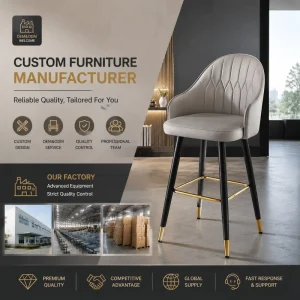 Professional Grade Bar Stool PU Leather Ergonomic Backrest 150KG Capacity Sturdy Metal Frame OEM ODM Available