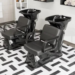 Professional Hair Salon Shampoo Washing Chair Metal Frame Shampoo Bowl Chair PU Leather Seat Salon Furniture