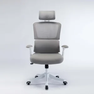 Professional High Back Racing Grey Work Chair Ergonomic Mesh Office Chair with Flip up Armrests
