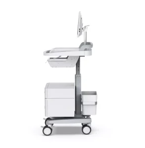 Professional Hospital Food Trolley Medical Laptop Cart Height Adjustable Metal Aluminium