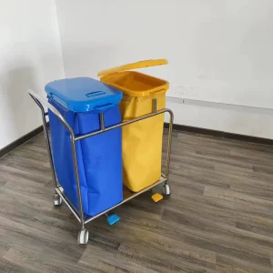 Professional Hospital Medical Laundry Cart Stainless Steel Linen Trolley Nursing Dirty Clothes Bag Cart with Foot Pedals ICU
