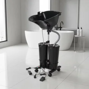 Professional Hospital Salon Furniture Hairdressing Equipment Portable Shampoo Sink with Wheels 2 Buckets Hairdressing Washbasin