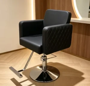 Professional Hydraulic Barber Chair Custom Logo Quilted Backrest Thickened Armrest Salon Styling Chair Beauty Salon Furniture